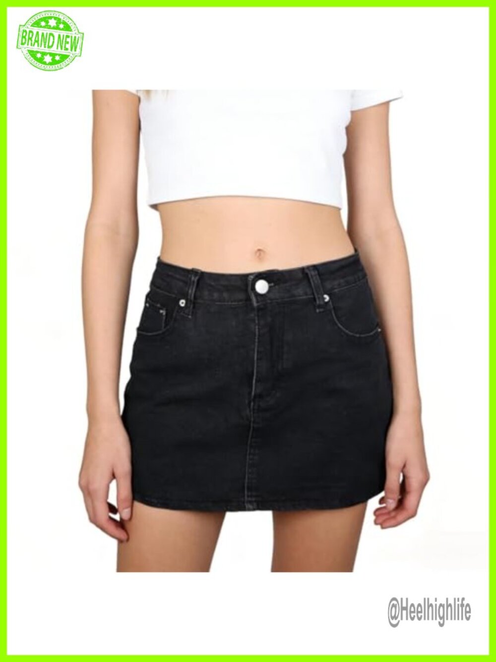 Low Waist Denim Mini Skirt Stretch Slim Fit with Pockets